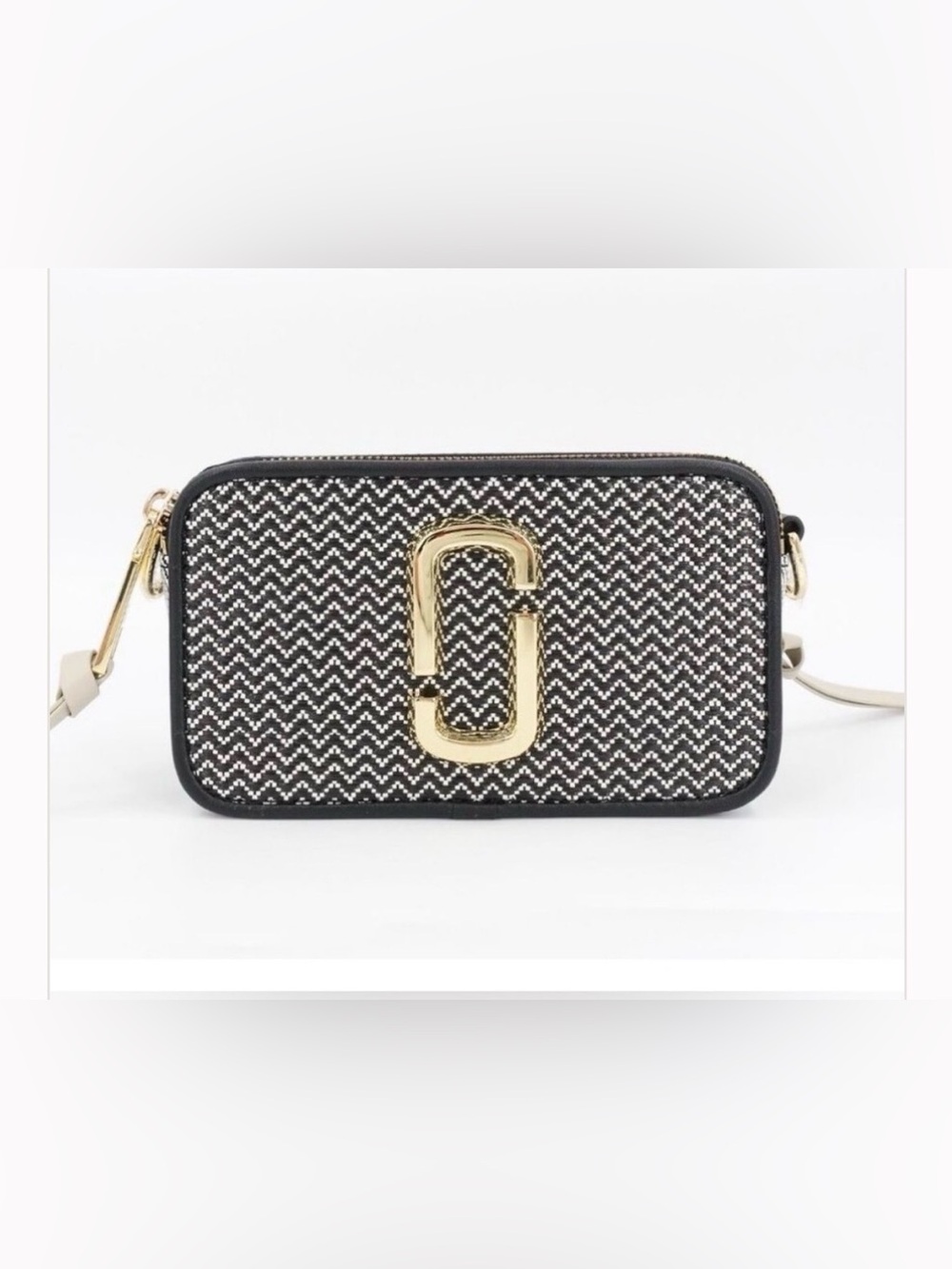 Marc Jacobs Black and White Striped Crossbody Bag Graphic
